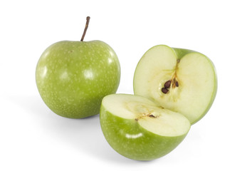 Green apple / Green apple and fresh sliced on white background.