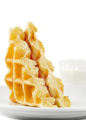 Waffles with ham / Waffles with ham on a plate.