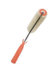 Roller brush / Dirty roller brush on white background.