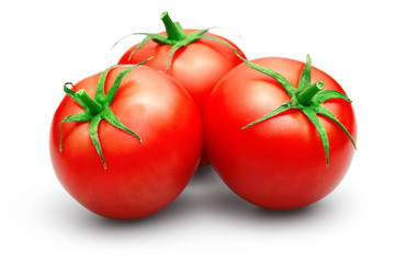 Red tomatoes isolated on white background