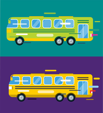 City bus cartoon style icon silhouette