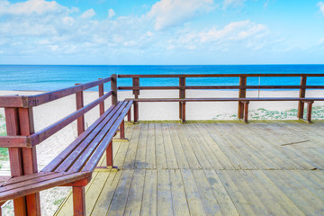 Fototapeta na wymiar wooden terrace by the sea