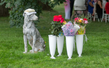 Stone statue of a dog