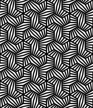 Vector modern seamless geometry pattern hexagon lines, black and white abstract geometric background, pillow print, monochrome retro texture, hipster fashion design