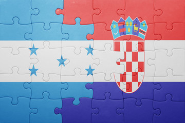 puzzle with the national flag of honduras and croatia