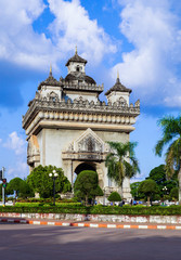 Fototapeta na wymiar Patuxai, a memorial gate in centre of Vientiane, Laos