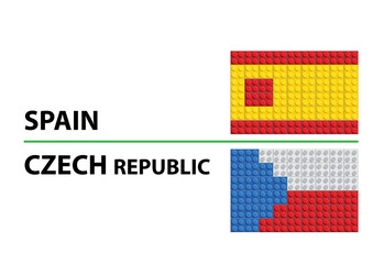 Spain vs Czech Republic - Euro 2016 flag seamless vector pattern of plastic parts