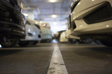Blur image, Underground parking with car