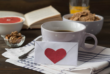 Valentine's Day letter with  morning cup of coffee
