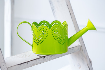 Obraz premium Green watering can on desk