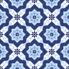 Portuguese azulejo tiles. Seamless patterns.