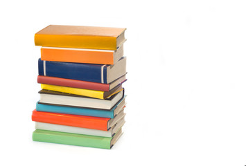 stack of Old books isolated on white 