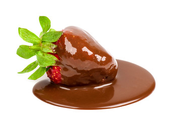 strawberry in chocolate isolated