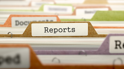 File Folder Labeled as Reports. - obrazy, fototapety, plakaty