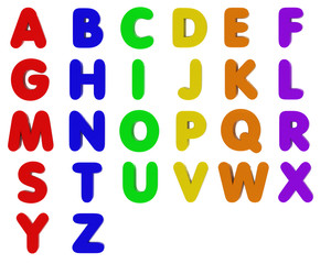 Fridge Magnet Alphabet Letters Isolated on White