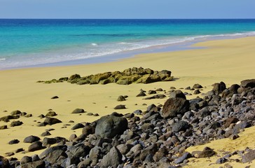 Low tide, at Sotavento Beach, Fuerteventura, Canarian Islands, Spain