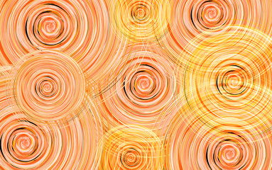 New Year background with vortex circles of orange, yellow and white shades