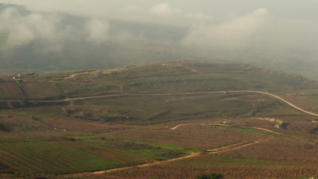 Royalty Free Stock Video Footage panorama of pastoral hills shot in Israel at 4k with Red.
