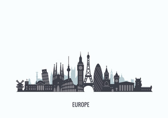 Europe skyline silhouette.  - 100580974