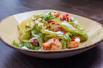 salad with shrimp and caviar 