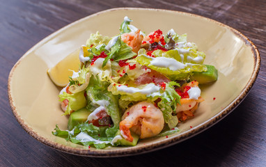 salad with shrimp and caviar 