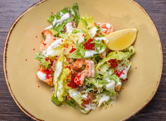 salad with shrimp and caviar 