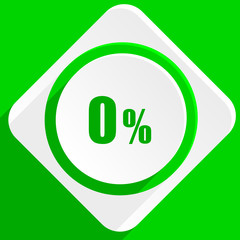 0 percent green flat icon