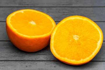 Two juicy halves of orange
