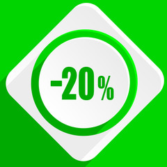 20 percent sale retail green flat icon