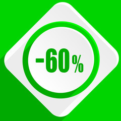 60 percent sale retail green flat icon