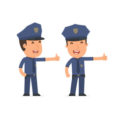 Funny and cheerful Character Officer showing thumb up as a symbo