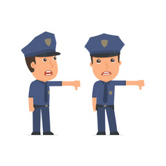Frustrated and Angry Character Officer showing thumb down as a s