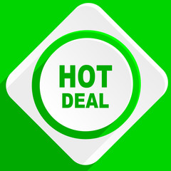 hot deal green flat icon
