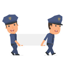 Funny Character Officer holds and interacts with blank forms or