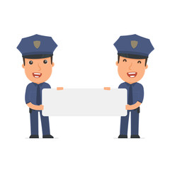 Funny Character Officer holds and interacts with blank forms or