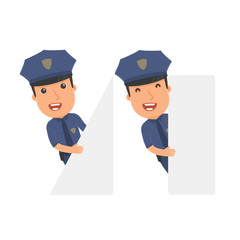 Funny Character Officer holds and interacts with blank forms or