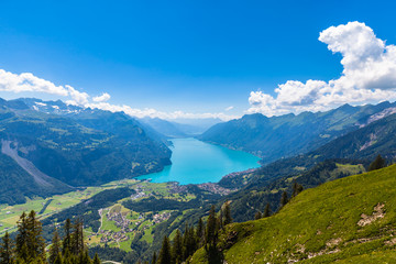 Aerial view of Brienzer lake and town
