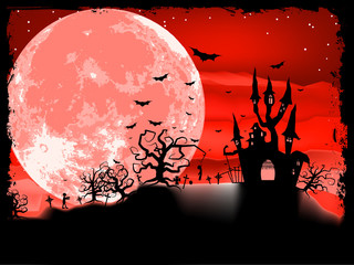 Spooky Halloween with horror house. EPS 8