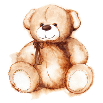 Naklejka Cartoon lovely Teddy Bear toy Saint Valentine's day isolated