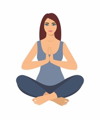 vector illustration beautiful girl in yoga pose