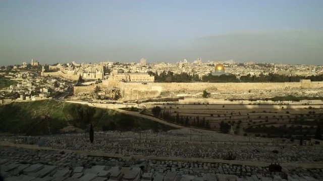Royalty Free Stock Video Footage panorama of Old Jerusalem filmed in Israel at 4k with Red.