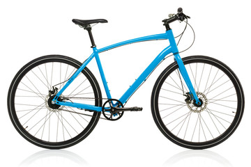 New blue bicycle isolated on a white - Powered by Adobe