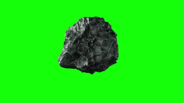 rotating spinning meteorite on a green background 3D render