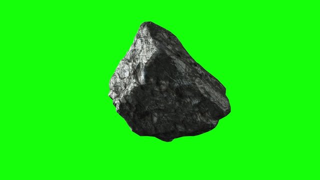 rotating spinning meteorite on a green background 3D render