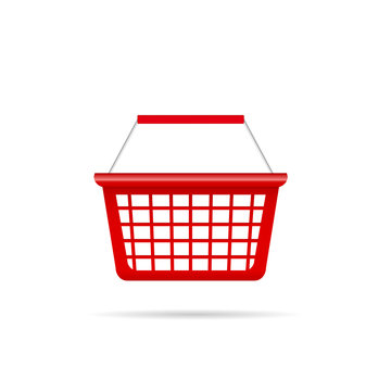 shopping basket illustration in red