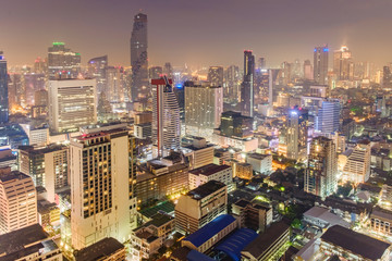 Naklejka premium night time view of Bangkok Thailand