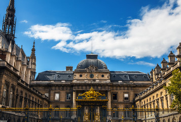 PARIS, FRANCE - AUGUST 30, 2015: Gates of the palace of justice in Paris, France