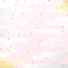 桜　花びら　金銀　霞