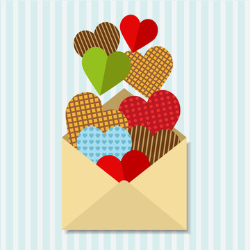 Letter with a lot of hearts