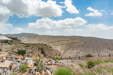 Highland Resort of Jabal Akhdar in Al Hajar Mountains, Oman. This place is 2,000 meters above sea level. 
